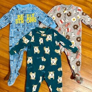 Simple Joys by Carters 12M Footie Pajamas | Set of 3 | Bulldog, Breakfast, Tools